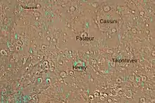 Map of Arabia quadrangle with major craters.