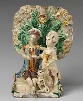 Arbour group, c. 1750; lead-glazed earthenware