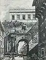 Idealised reconstruction of the arch's appearance as it may have appeared in the 16th century; engraving produced in 1835 by Luigi Rossini