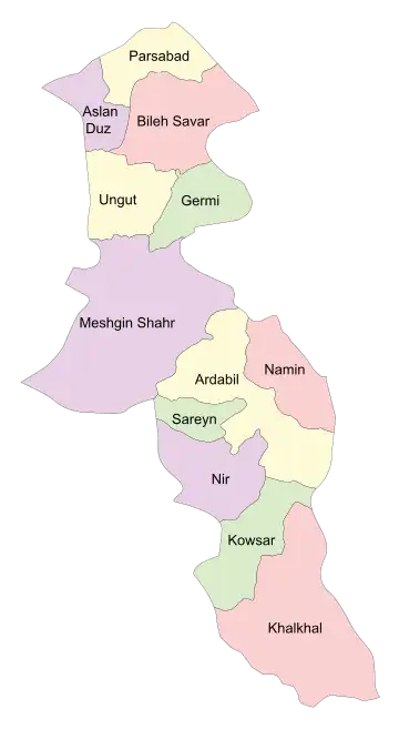 Counties of Ardabil Province