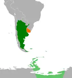 Map indicating locations of Argentina and Uruguay