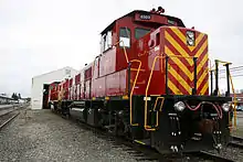 Two brand new U.S. Army 3GS21B locomotives working at Fort Lewis, Washington.