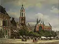 Church in 1884, Painting: Der Markt in Arnhem