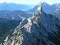 View from the Große Arnspitze over the twin peaks of the Middle Arnspitze to the  Arnplattenspitze