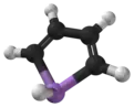 Ball-and-stick model of the arsole molecule