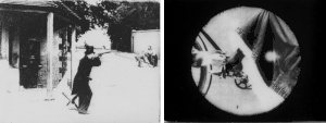 Image 11The first two shots of As Seen Through a Telescope (1900), with the telescope POV simulated by the circular mask (from History of film)