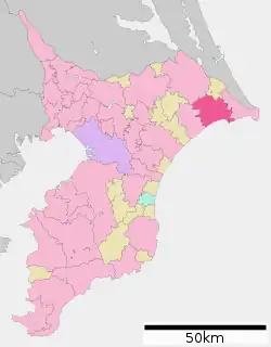 Location of Asahi in Chiba Prefecture