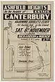 Ashfield Heights Estate Canterbury, 1920, Richardson and Wrench, New St, Trevenar Rd, Milton St, Goodlet St, lithograph F Cunningham and Co.