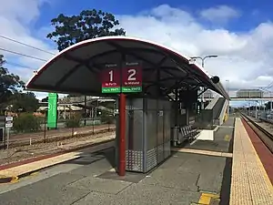 Ashfield station platform shelter