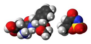 Space-filling models of the component ions of aspartame-acesulfame salt