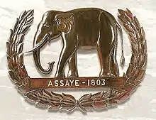 Elephant emblem depicting the Battle of Assaye, 1803.