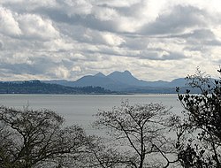 The Columbia River, Youngs Bay, Astoria and Saddle Mountain from Chinook Point