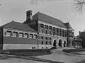 Austin Hall, shortly after its construction, albumen print, ca. 1883-1895