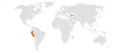 Map indicating locations of Azerbaijan and Peru