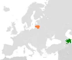 Map indicating locations of Azerbaijan and Lithuania