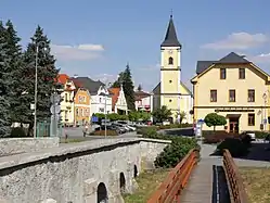 Bridge over the Bezděkovský Stream and the town square