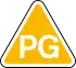 Yellow triangle with PG in the centre