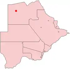 Location of Gumare in Botswana