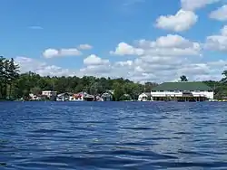 The southern portion of the town as viewed from Bala Bay; the KEE to Bala is visible at right