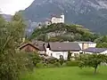 Close view of the castle hill from Balzers (June 2008)