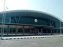 Station facade in February 2021