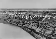 Aerial view of a refugee camp