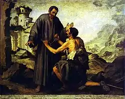 Painting of "Brother Juniper and the Beggar" by Bartolomé Esteban Murillo (1645-1646)