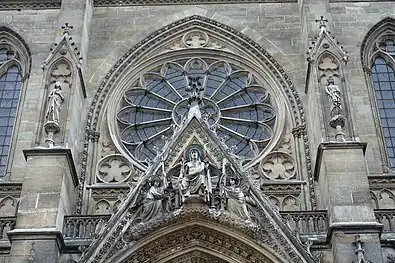 Portals and sculpture of Christ showing his wounds (center) include on west front