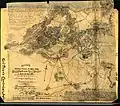 Battle map drafted by Sneden, Robert Knox, with notes on Union and Confederate strengths, casualties, done  in pen and ink and water color