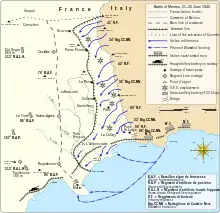 The positions of the 4th battery at Eze opposing the Italian advance on Menton.