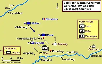 Battle of Neumarkt-Sankt Veit map, 24 April 1809