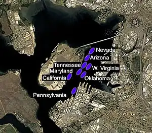 Battleship Row ship placement in 1941 attack