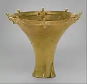 Beaker with birds on the rim; late 3rd–early 2nd millennium BC; electrum; height: 12 cm, width: 13.3 cm, depth: 4.5 cm; Metropolitan Museum of Art