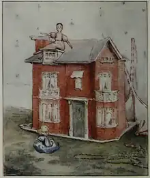 Illustration of dolls and dollhouse, by Beatrix Potter, from The Tale of Two Bad Mice, England, 1904