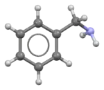 Space-filling model of the benzylamine molecule