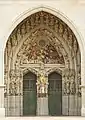 The minster at Bern, with Christ in Majesty surrounded by the apostles in the archivolt, and a Last Judgement in the tympanum