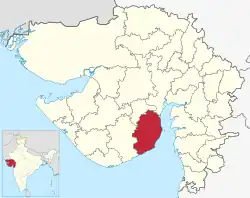 Location of district in Gujarat