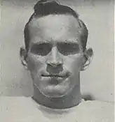 A headshot of Bill Lund from a 1946 Cleveland Browns game program