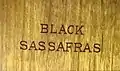 Black sassafras wood sample at the Powerhouse Museum, Sydney