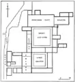 Ground plan of Blackfriars Monastery as it appeared before the Dissolution of the Monasteries. The Buttery became Farrant's; the Frater, Burbage's playhouse.