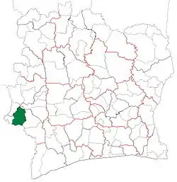 Location in Ivory Coast. Bloléquin Department has retained the same boundaries since its creation in 2005.