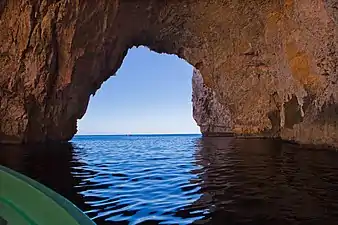 As seen from inside the Blue Grotto.