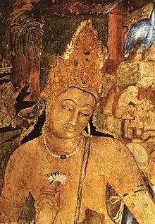 The Bodhisattva of compassion Padmapani with lotus.