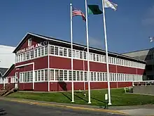 Boeing Building No. 105, "The Red Barn," now moved from its original location at the former Boeing Plant 1 on the left bank of the Duwamish to the Museum of Flight on the other side of the river