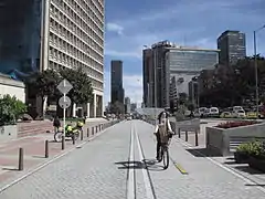 Bikepath in central Bogotá