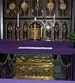 Shrine containing the bones of Saint Demetrius located behind the altar.