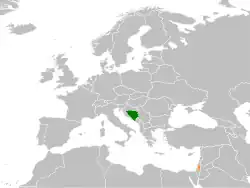 Map indicating locations of Bosnia and Herzegovina and Palestine