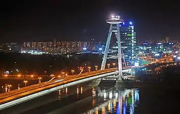 Panoramic view of the bridge at night