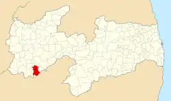 Location of Princesa Isabel within Paraíba