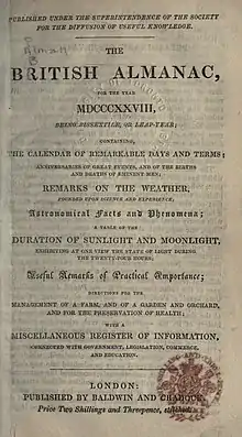 Cover of the 1828 British Almanac